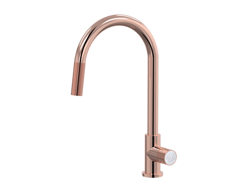 Tapware ParTaps IDK Marble Sink Gooseneck Pull-Out Mixer Colour: Copper Insert: Bianco Marble Place & Palette