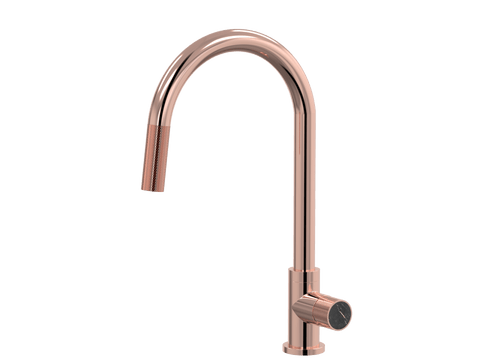 Tapware ParTaps IDK Marble Sink Gooseneck Pull-Out Mixer Colour: Copper Insert: Nero Marble Place & Palette