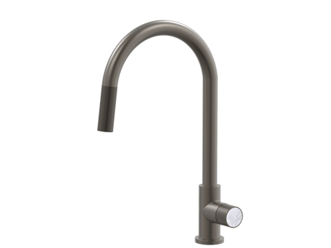 Tapware ParTaps IDK Marble Sink Gooseneck Pull-Out Mixer Colour: Gunmetal Insert: Bianco Marble Place & Palette