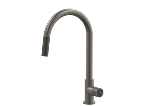 Tapware ParTaps IDK Marble Sink Gooseneck Pull-Out Mixer Colour: Gunmetal Insert: Nero Marble Place & Palette