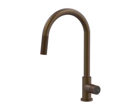 Tapware ParTaps IDK Marble Sink Gooseneck Pull-Out Mixer Colour: Native Brass Insert: Nero Marble Place & Palette