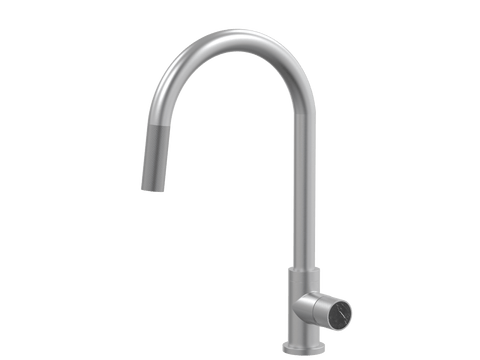Tapware ParTaps IDK Marble Sink Gooseneck Pull-Out Mixer Colour: Satin Pearl Insert: Nero Marble Place & Palette
