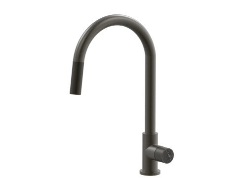 Tapware ParTaps IDK Marble Sink Gooseneck Pull-Out Mixer Colour: Volcanic Grey Insert: Nero Marble Place & Palette