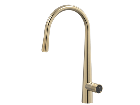 Tapware ParTaps IDK Marble Sink Pull-Out Mixer Colour: Brushed Brass Gold Insert: Nero Marble Place & Palette