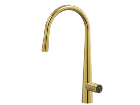 Tapware ParTaps IDK Marble Sink Pull-Out Mixer Colour: Brushed Gold Insert: Nero Marble Place & Palette