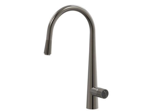 Tapware ParTaps IDK Marble Sink Pull-Out Mixer Colour: Brushed Gunmetal Insert: Nero Marble Place & Palette