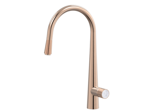 Tapware ParTaps IDK Marble Sink Pull-Out Mixer Colour: Brushed Rose Gold Insert: Bianco Marble Place & Palette