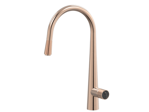 Tapware ParTaps IDK Marble Sink Pull-Out Mixer Colour: Brushed Rose Gold Insert: Nero Marble Place & Palette