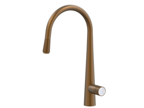 Tapware ParTaps IDK Marble Sink Pull-Out Mixer Colour: Burnished Insert: Bianco Marble Place & Palette