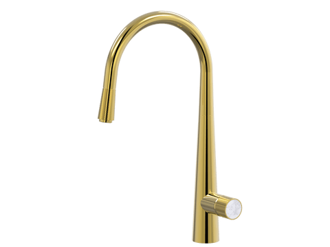 Tapware ParTaps IDK Marble Sink Pull-Out Mixer Colour: Gold Insert: Bianco Marble Place & Palette