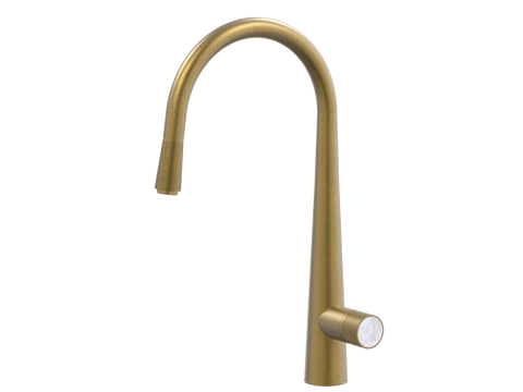 Tapware ParTaps IDK Marble Sink Pull-Out Mixer Colour: Rumbled Brass Insert: Bianco Marble Place & Palette
