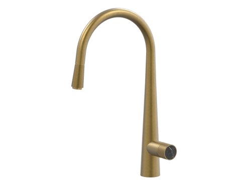 Tapware ParTaps IDK Marble Sink Pull-Out Mixer Colour: Rumbled Brass Insert: Nero Marble Place & Palette