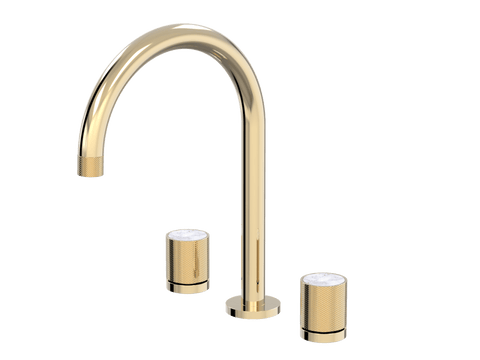Tapware ParTaps IDK Marble Sink Set Hob Swivel Colour: Brass Gold Insert: Bianco Marble Place & Palette