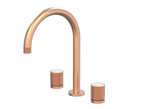 Tapware ParTaps IDK Marble Sink Set Hob Swivel Colour: Brushed Copper Insert: Bianco Marble Place & Palette