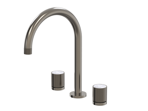 Tapware ParTaps IDK Marble Sink Set Hob Swivel Colour: Brushed Gunmetal Insert: Bianco Marble Place & Palette