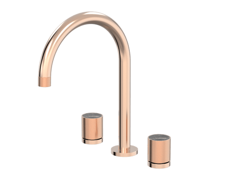 Tapware ParTaps IDK Marble Sink Set Hob Swivel Colour: Brushed Rose Gold Insert: Nero Marble Place & Palette