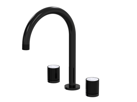 Tapware ParTaps IDK Marble Sink Set Hob Swivel Colour: Midnight Black Insert: Bianco Marble Place & Palette