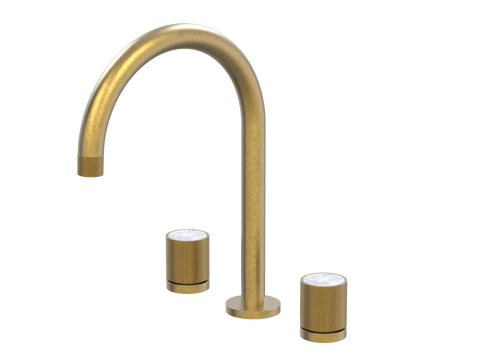 Tapware ParTaps IDK Marble Sink Set Hob Swivel Colour: Rumbled Brass Insert: Bianco Marble Place & Palette
