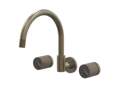 Tapware ParTaps IDK Marble Sink Set Wall Swivel Colour: Antique Bronze Insert: Nero Marble Place & Palette