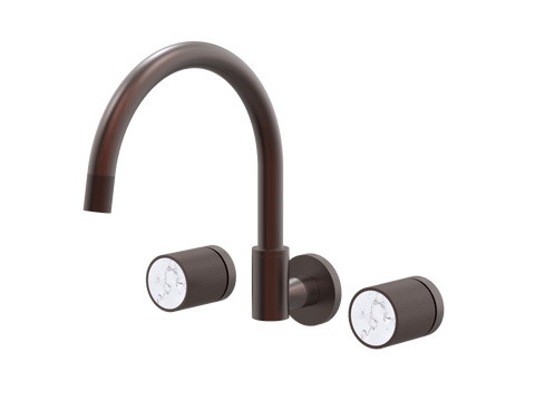 Tapware ParTaps IDK Marble Sink Set Wall Swivel Colour: Antique Copper Insert: Bianco Marble Place & Palette