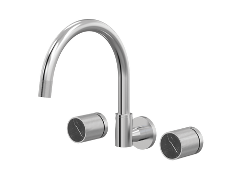 Tapware ParTaps IDK Marble Sink Set Wall Swivel Colour: Brushed Chrome Insert: Nero Marble Place & Palette