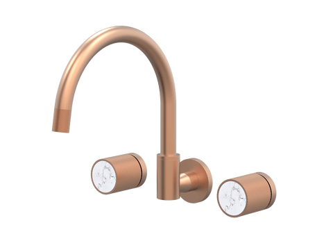 Tapware ParTaps IDK Marble Sink Set Wall Swivel Colour: Brushed Copper Insert: Bianco Marble Place & Palette