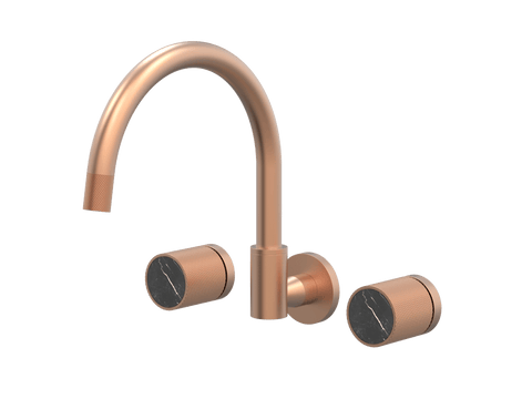 Tapware ParTaps IDK Marble Sink Set Wall Swivel Colour: Brushed Copper Insert: Nero Marble Place & Palette