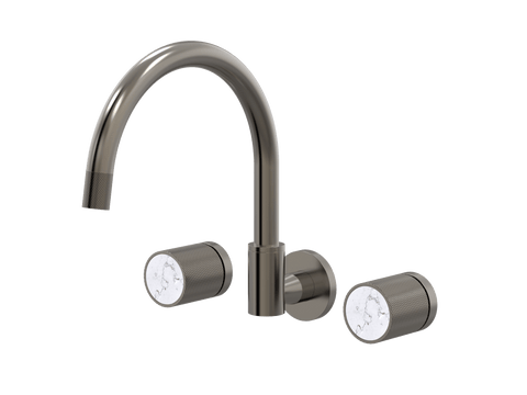 Tapware ParTaps IDK Marble Sink Set Wall Swivel Colour: Brushed Gunmetal Insert: Bianco Marble Place & Palette