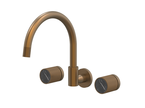 Tapware ParTaps IDK Marble Sink Set Wall Swivel Colour: Burnished Insert: Nero Marble Place & Palette