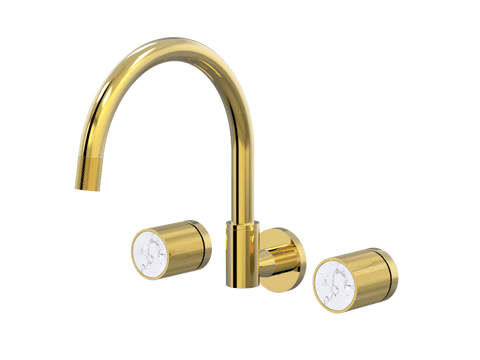 Tapware ParTaps IDK Marble Sink Set Wall Swivel Colour: Gold Insert: Bianco Marble Place & Palette