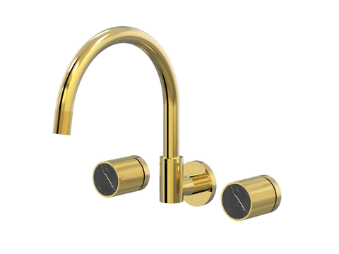 Tapware ParTaps IDK Marble Sink Set Wall Swivel Colour: Gold Insert: Nero Marble Place & Palette