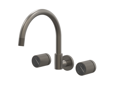 Tapware ParTaps IDK Marble Sink Set Wall Swivel Colour: Gunmetal Insert: Nero Marble Place & Palette