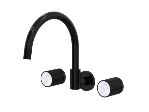 Tapware ParTaps IDK Marble Sink Set Wall Swivel Colour: Midnight Black Insert: Bianco Marble Place & Palette
