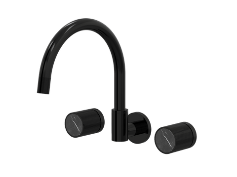 Tapware ParTaps IDK Marble Sink Set Wall Swivel Colour: Midnight Black Insert: Nero Marble Place & Palette