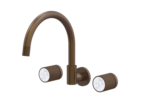Tapware ParTaps IDK Marble Sink Set Wall Swivel Colour: Native Brass Insert: Bianco Marble Place & Palette