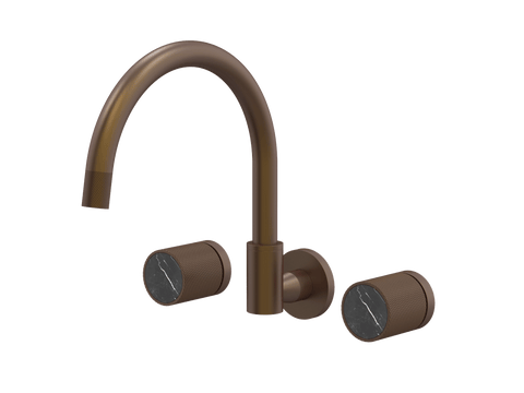 Tapware ParTaps IDK Marble Sink Set Wall Swivel Colour: Native Brass Insert: Nero Marble Place & Palette