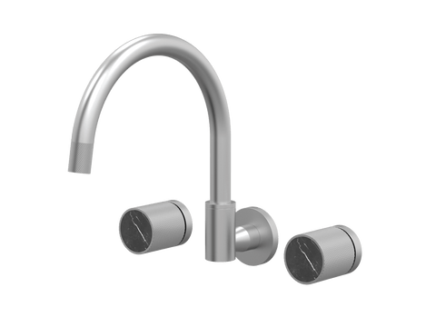 Tapware ParTaps IDK Marble Sink Set Wall Swivel Colour: Satin Pearl Insert: Nero Marble Place & Palette
