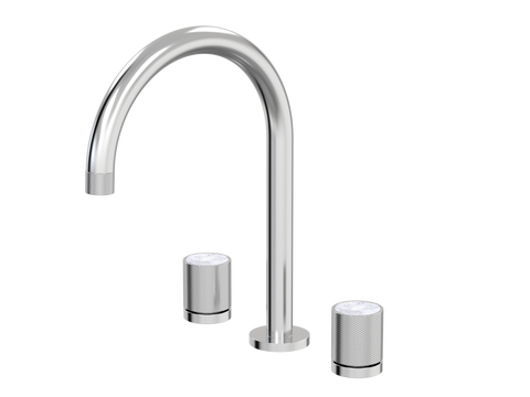 Tapware ParTaps IDK Marble Spa Set Hob Swivel Colour: Brushed Chrome Insert: Bianco Marble Place & Palette