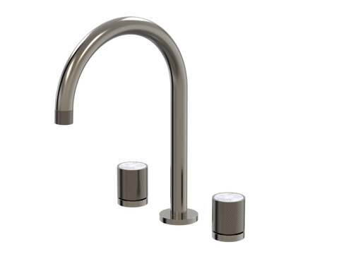 Tapware ParTaps IDK Marble Spa Set Hob Swivel Colour: Brushed Gunmetal Insert: Bianco Marble Place & Palette