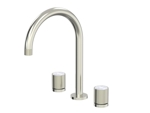 Tapware ParTaps IDK Marble Spa Set Hob Swivel Colour: Brushed Nickel Insert: Bianco Marble Place & Palette