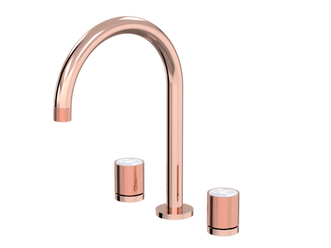 Tapware ParTaps IDK Marble Spa Set Hob Swivel Colour: Copper Insert: Bianco Marble Place & Palette