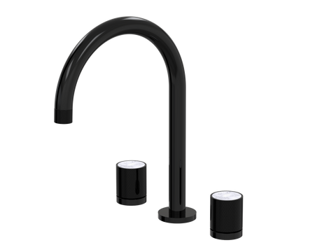 Tapware ParTaps IDK Marble Spa Set Hob Swivel Colour: Midnight Black Insert: Bianco Marble Place & Palette