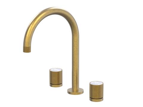 Tapware ParTaps IDK Marble Spa Set Hob Swivel Colour: Rumbled Brass Insert: Bianco Marble Place & Palette