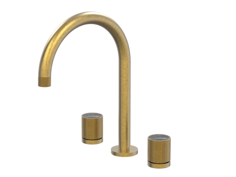 Tapware ParTaps IDK Marble Spa Set Hob Swivel Colour: Rumbled Brass Insert: Nero Marble Place & Palette