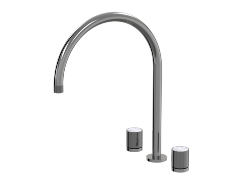 Tapware ParTaps IDK Marble Spa Set Hob Swivel - X-Large Colour: Black Sapphire Insert: Bianco Marble Place & Palette