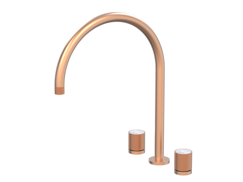 Tapware ParTaps IDK Marble Spa Set Hob Swivel - X-Large Colour: Brushed Copper Insert: Bianco Marble Place & Palette