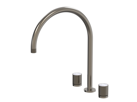 Tapware ParTaps IDK Marble Spa Set Hob Swivel - X-Large Colour: Brushed Gunmetal Insert: Bianco Marble Place & Palette