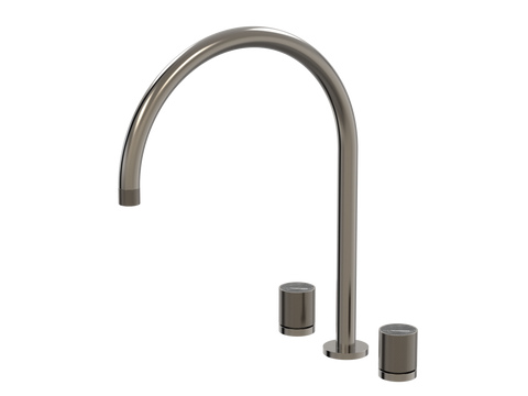 Tapware ParTaps IDK Marble Spa Set Hob Swivel - X-Large Colour: Brushed Gunmetal Insert: Nero Marble Place & Palette