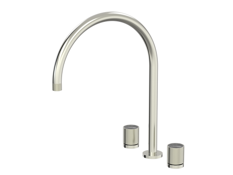 Tapware ParTaps IDK Marble Spa Set Hob Swivel - X-Large Colour: Brushed Nickel Insert: Nero Marble Place & Palette
