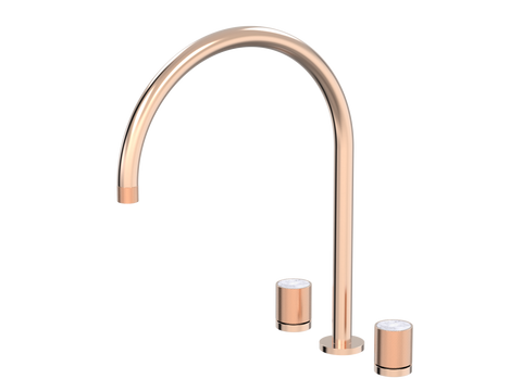 Tapware ParTaps IDK Marble Spa Set Hob Swivel - X-Large Colour: Brushed Rose Gold Insert: Bianco Marble Place & Palette